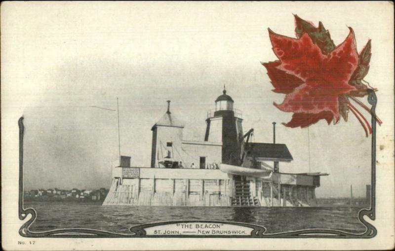 St. John New Brunswick Lighthouse c1905 Private Postcard