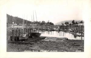 Wrangle Alaska Harbor Scene Real Photo Antique Postcard K98664