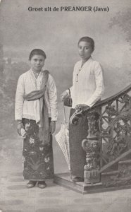 Preanger Indonesia Antique Fashion Costume Old Postcard