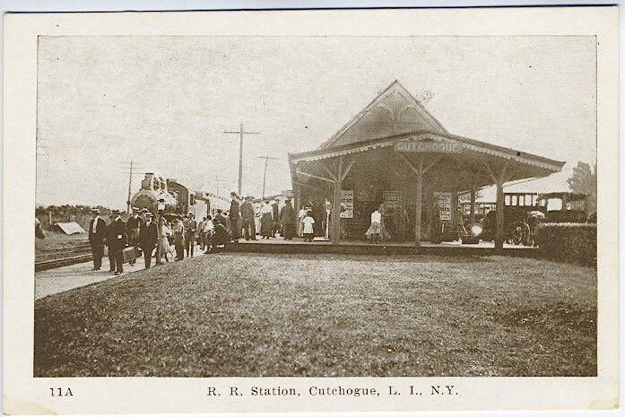 Cutchogue Long Island NY Railroad Station Train Depot Postcard