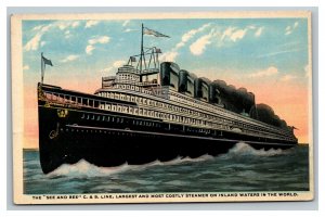 Vintage 1920's Postcard The Great Ship SeeandBee Buffalo & Cleveland Great Lakes