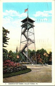 Postcard PA Observation Tower Valley Forge Pennsylvania