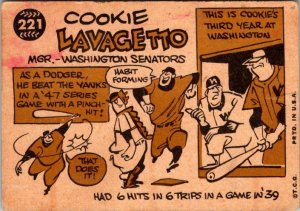 1960 Topps Baseball Card Cookie Lavagetto Manager Washington Senators sk10559