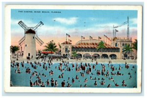 1936 The Casino, Miami Beach, Florida Vintage Posted Cancel Postcard 