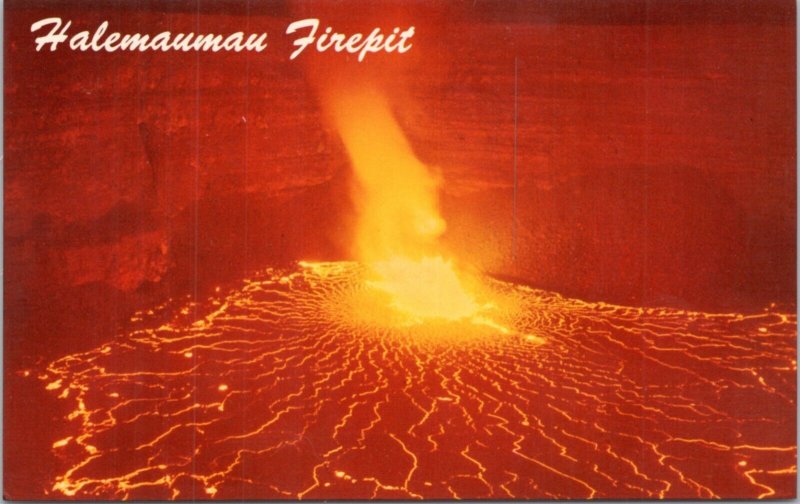 Postcard Hawaii - Halemaumau Firepit - Eruption of Kilauea Volcano