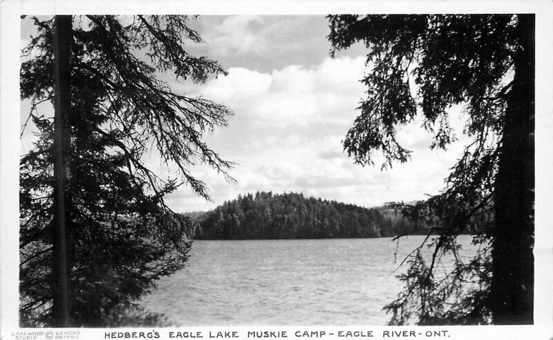 Canada Eagle River Ontario Hedberg's Muskie RPPC Photo Postcard 22-4658