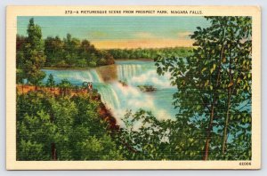 Picturesque Scene, Prospect Park Niagra Falls, New York, Linen Postcard c1941 P1