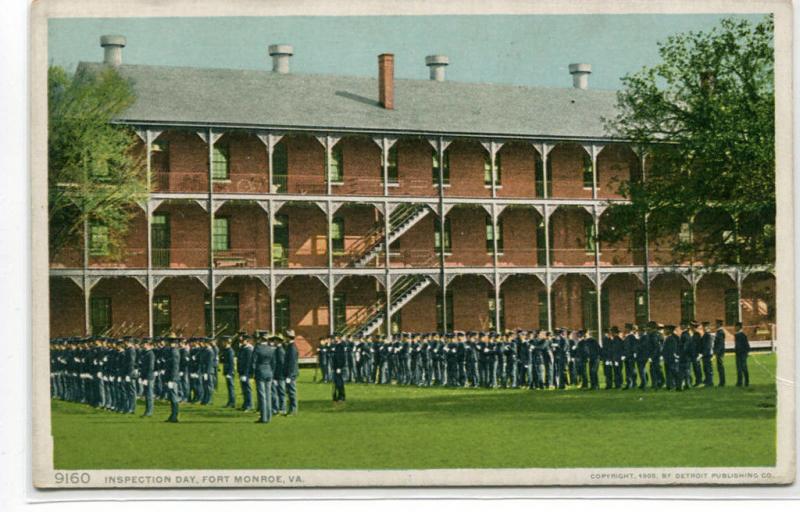 Inspection Day Fort Monroe Virginia 1910c Phostint postcard