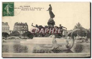 Old Postcard From Paris Triumph Of The Republic A Place De La Nation Crocodile