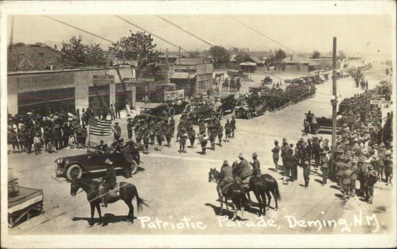 Deming NM Patriotic Parade Stores Visible Signs c1918 Real Photo Postcard