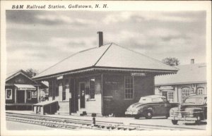 Goffstown New Hampshire NH  Railroad Train Station Car c1930s-40s Linen Postcard