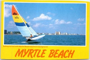 Postcard - Sailing full-out with Myrle Beach skyline in background - S. C.