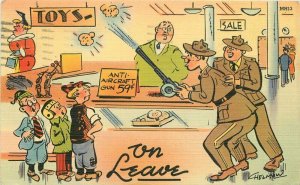 Comic Humor Military Soldiers Toy Counter Tichnor linen Postcard 20-2321