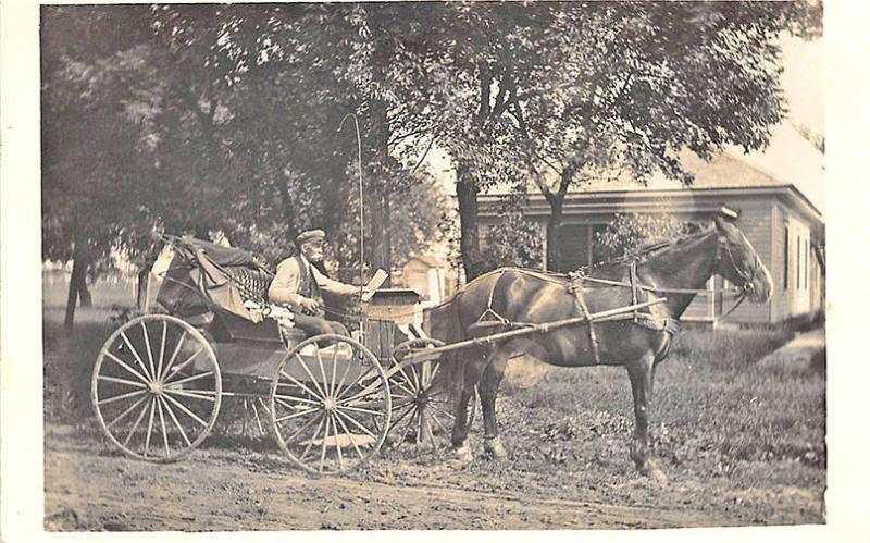 Wilber NE R.F.D. Mail Delivery Horse & Wagon Post Office Real Photo Postcard