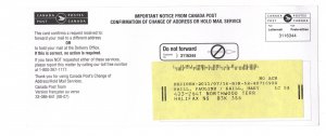 Canada Postal Stationery, Readdress Expiry Postcard