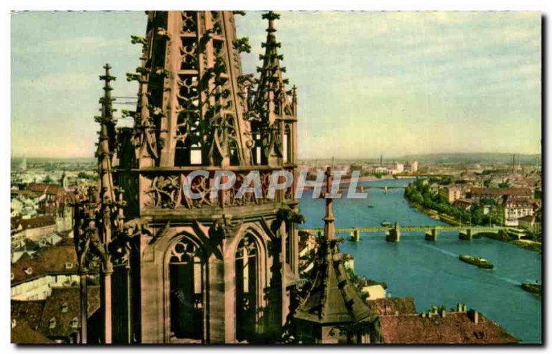 Old Postcard Basel Drei Rheinbrücken St Georgsturn am Munster Bole The three...