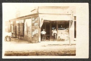 RPPC BULL DURHAM TOBACCO CIGAR ST. CHARLES ILLINOIS REAL PHOTO POSTCARD (c.1910)