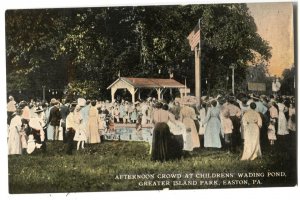 Postcard Afternoon Corwd Children's Wading Pond Greater Island Park Easton PA