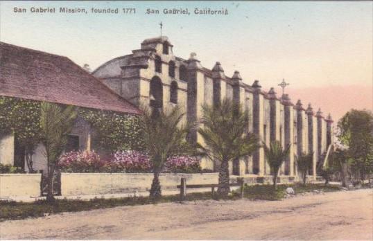 California San Gabriel Mission Founded 1771 Handcolored Albertype