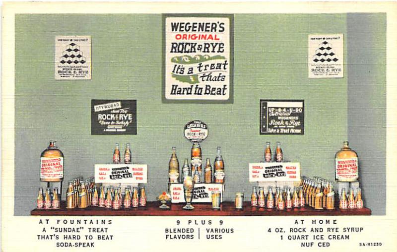 Wegner's Rock & Rye Syrup Ice Cream Fountain Linen Postcard