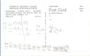 CORBIN, KY Kentucky   YEARY'S TOURIST COURT   c1940s   Roadside   Postcard