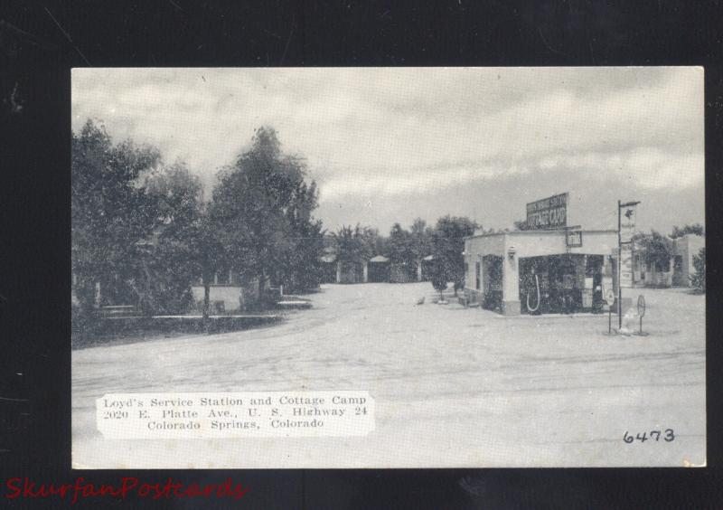 COLORADO SPTINGS COLORADO LOYD'S GAS STATION VINTAGE ADVERTISING POSTCARD