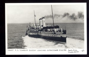 f2477 - Paddle Steamer - Cardiff Queen leaves Ilfracombe - Pamlin postcard