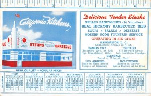 CALIFORNIA KITCHENS Glendale, CA BBQ Ribs Roadside Diner Hollywood 1941 Vintage