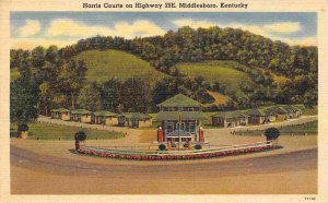 Harris Courts Motel Highway 25 E Middlesboro Kentucky linen postcard