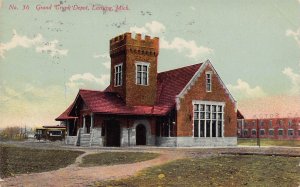 Grand Trunk Railroad Depot Lansing Michigan 1911 postcard