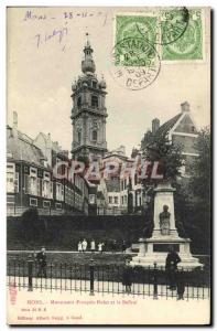 Old Postcard Mons Francois Dolez Monument and the belfry