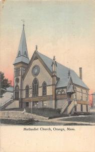 Orange Massachusetts Methodist Church Street View Antique Postcard K104264