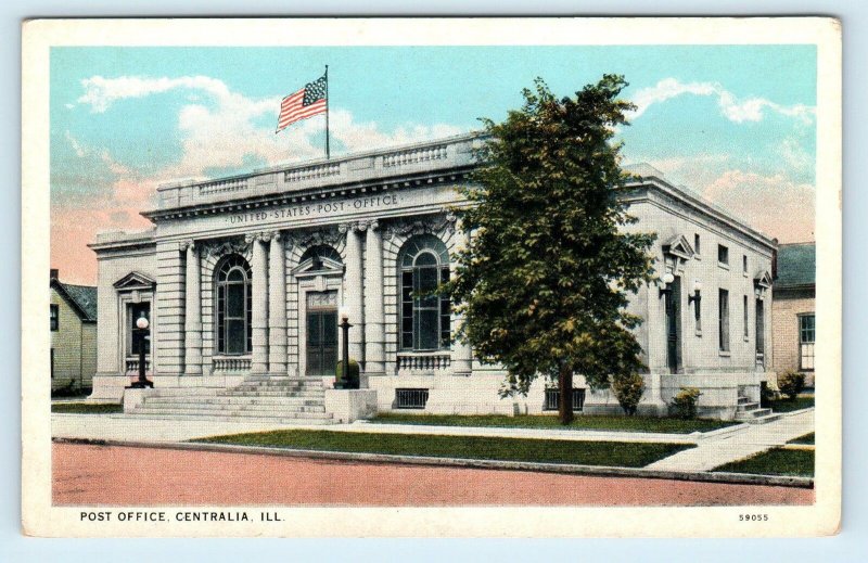 CENTRALIA, IL Illinois ~ POST OFFICE c1920s  Marion County Curteich Postcard