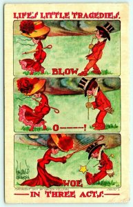Walter Wellman Comic~Life's Little Tragedies~Three Acts~Blow! O! Woe! Wind~1911 
