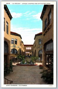 La Arcada Shoppes and Office Building Santa Barbara CA UNP WB Postcard H15