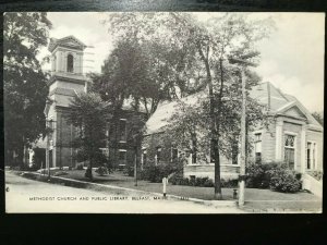 Vintage Postcard 1940 Methodist Church Public Library Belfast Maine