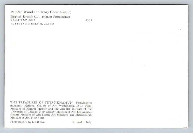 King Tutankhamun  Ivory Chest   Egypt  Postcard