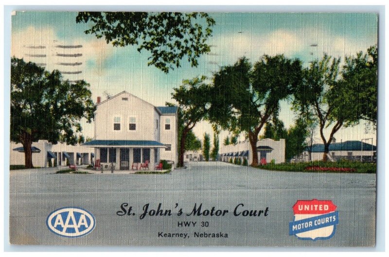 1951 St. John's Motor Court Motel Roadside Kearney Nebraska NE Vintage Postcard