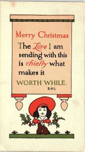 1912 MERRY CHRISTMAS VICTORIAN CHILD HOLLY ST PAUL MINNESOTA POSTCARD 41-184