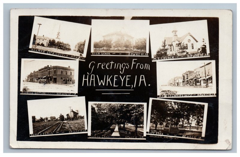 Hawkeye Iowa RPPC Multi View Greetings from IA Postcard 