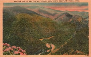 Vintage Postcard The Loop Main Highway Through Great Smoky Mountains Nat'l Park