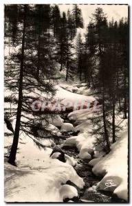 Old Postcard The Alps Picturesque The torrent Under The Snow