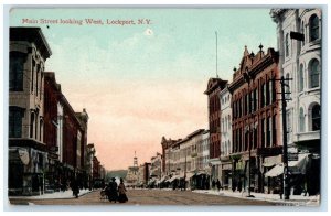 1911 View Of Main Street Cigars Looking West Lockport New York NY Postcard