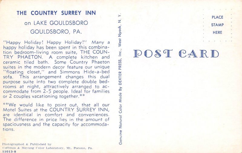 Gouldsboro, Pennsylvania, The Country Surrey Inn On Lake Gouldsboro, AA355-8