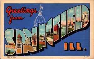 Greetings from Springfield IL Postcard PC163