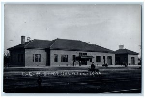 c1960's CGW Depot Oelwein Iowa Exterior Train Depot Station RPPC Photo Postcard