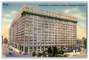 c1940's DuPont Hotel & Nemours Building Classic Car Wilmington Delaware Postcard