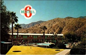 Palm Springs, CA California MOTEL 6  Pool~Palm Trees~Mountains ROADSIDE Postcard