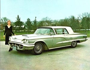 Ford Thunderbird Stainless Steel 1960 Oversize Car Postcard