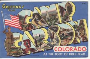 CO   CAMP CARSON   LARGE LETTER LINEN MILITARY postcard